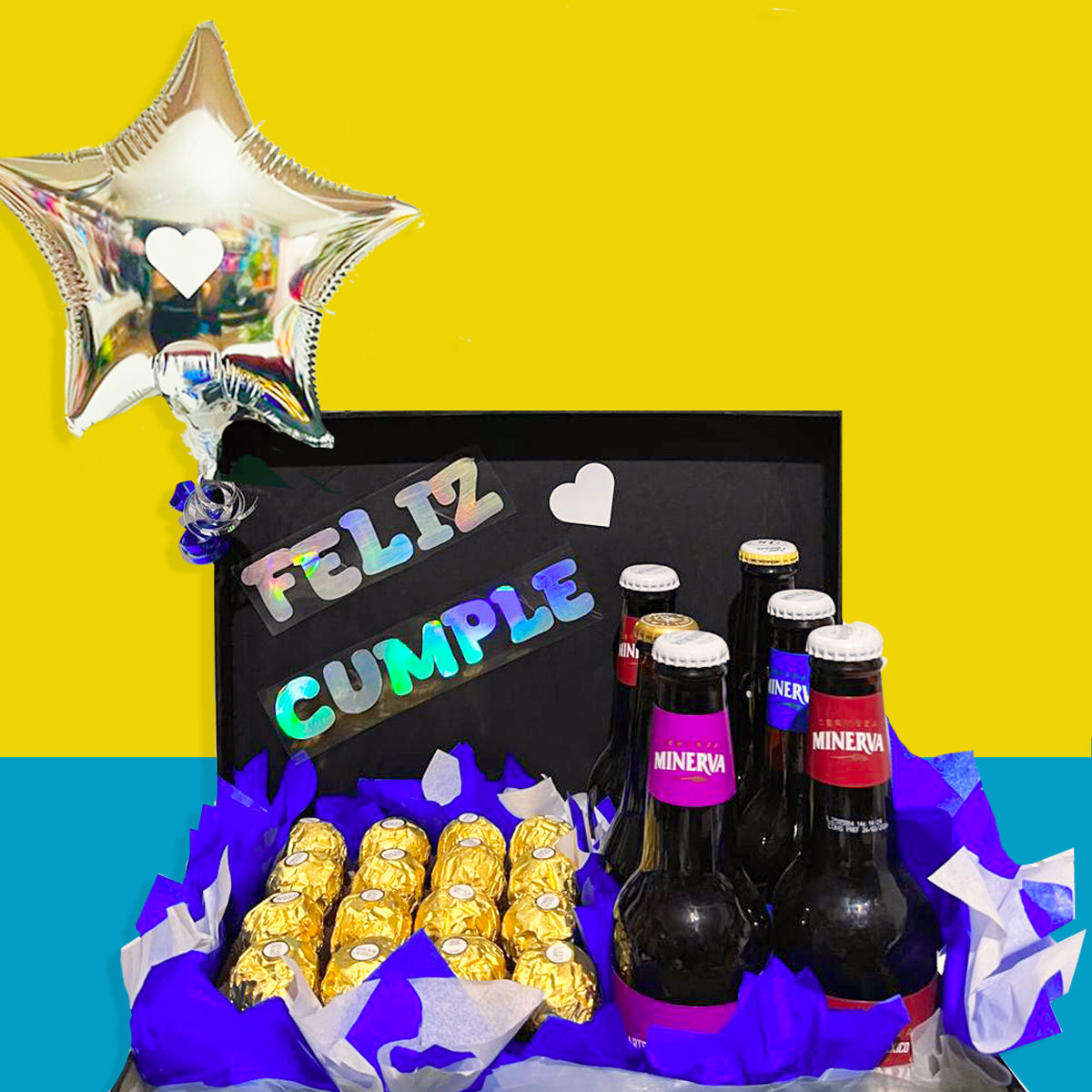 Arreglo de Dulces Ferreros y Cervezas para El
