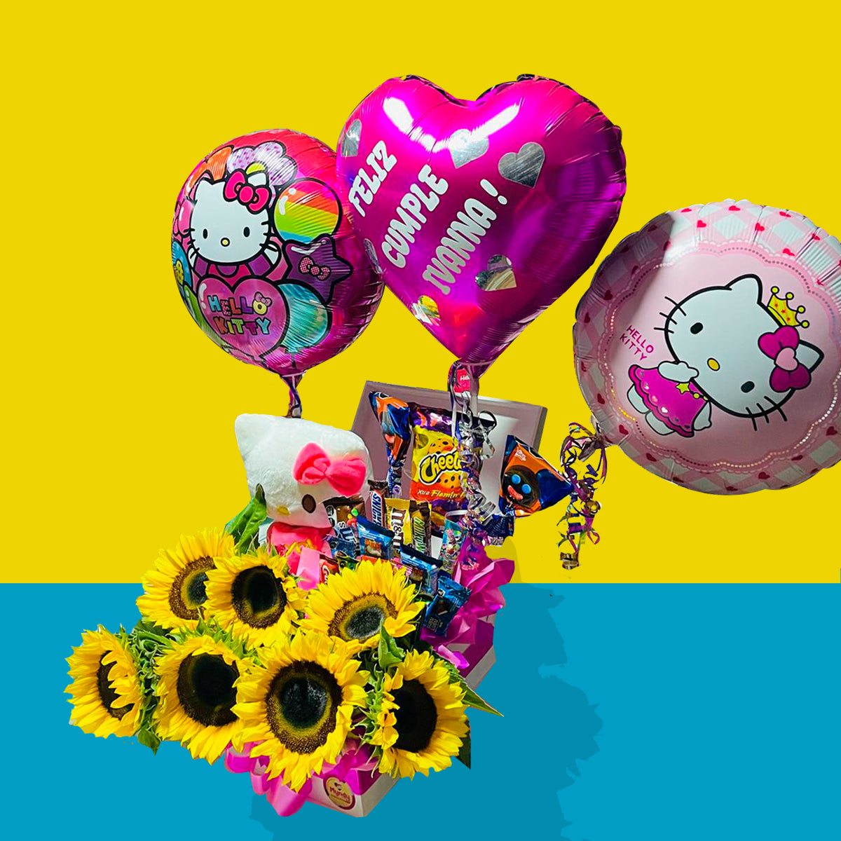 Arreglo de Dulces Kitty & Girasoles