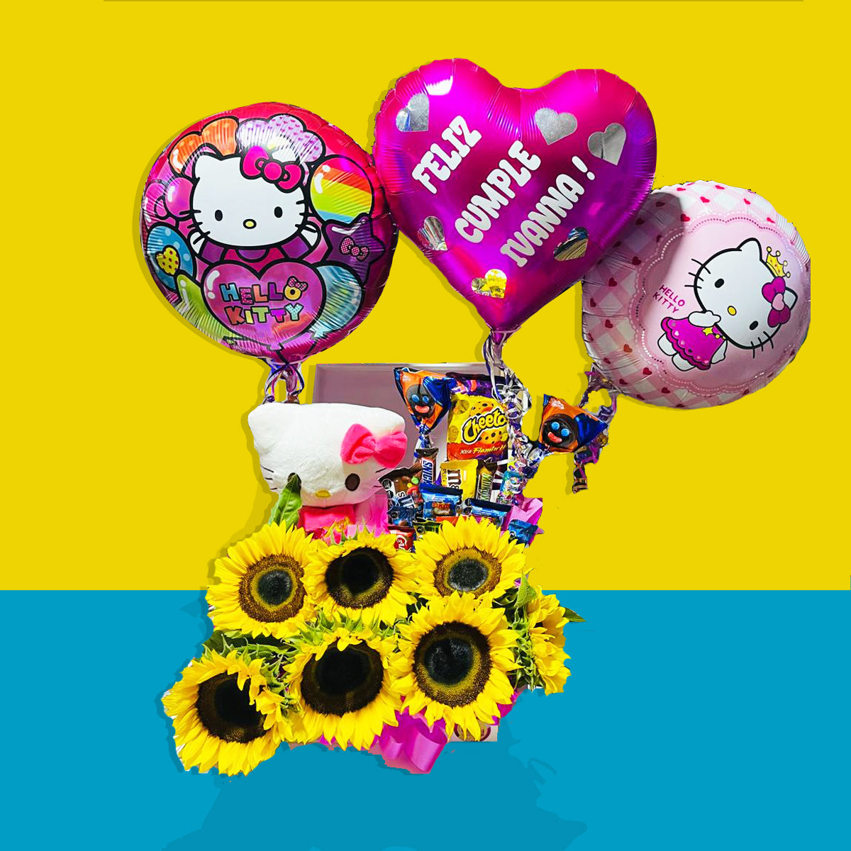 Arreglo de Dulces Kitty & Girasoles