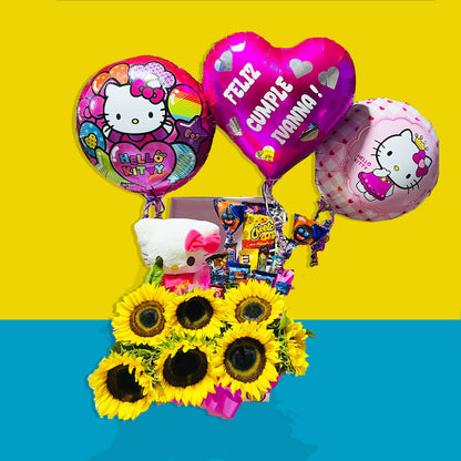 Arreglo de Dulces Kitty & Girasoles
