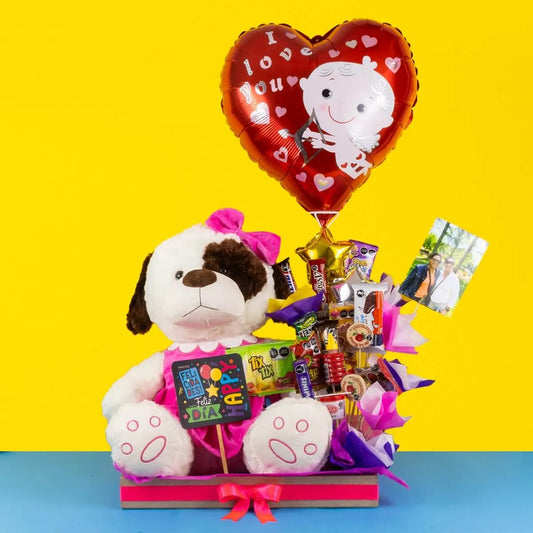 Arreglo de Dulces y Peluche Grande