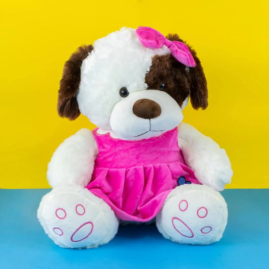 Peluches para Regalar Perrita Moño Rosa