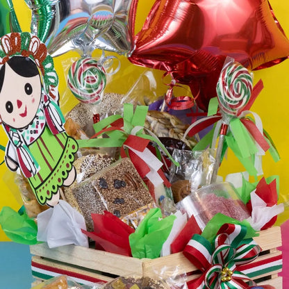 Arreglo de Dulces Mexicanos Huacal Tricolor