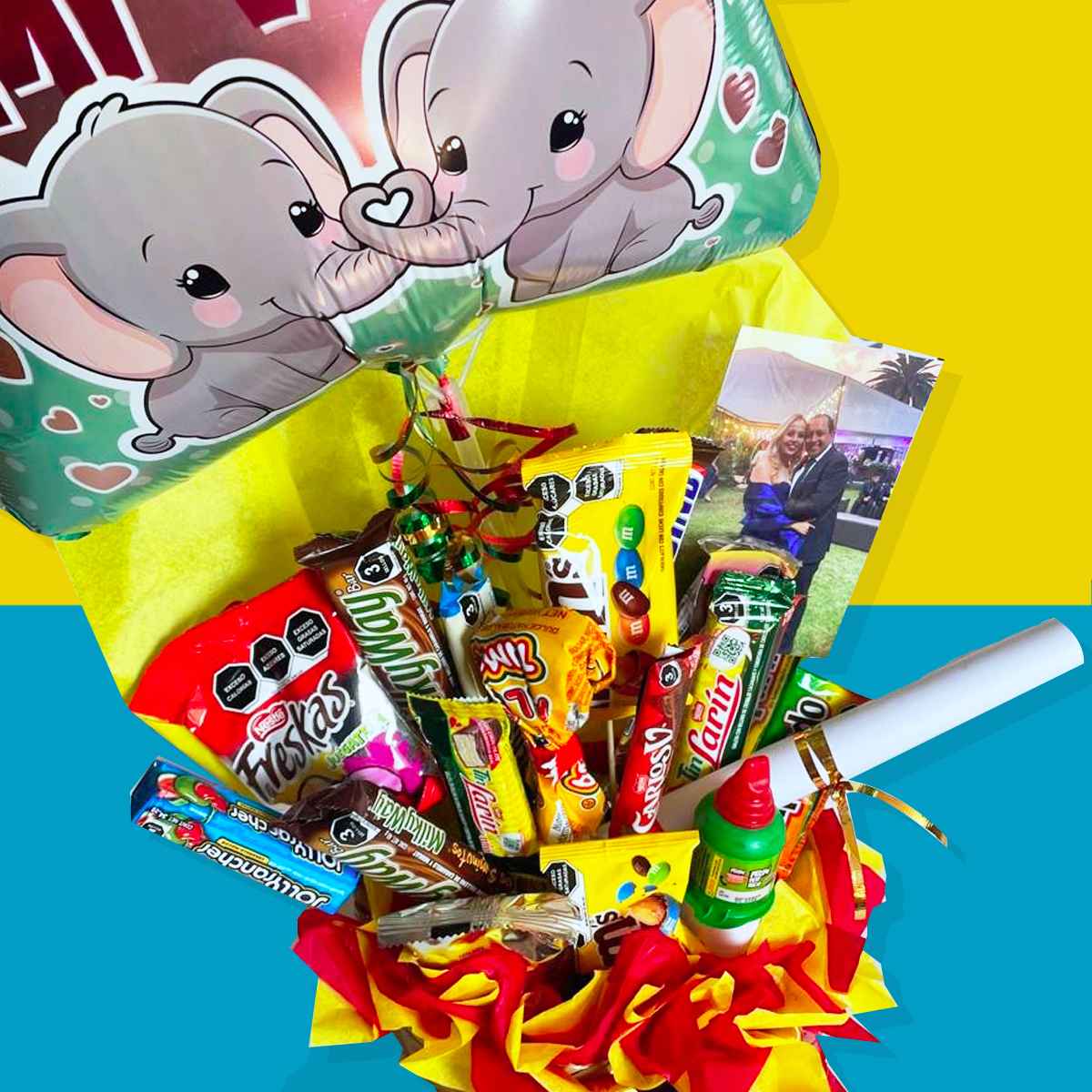 Arreglo de Dulces Canasta Dulce y Globo