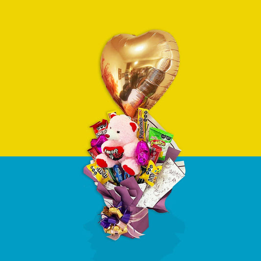 Ramo de dulces Globo y Osito Cariñosito