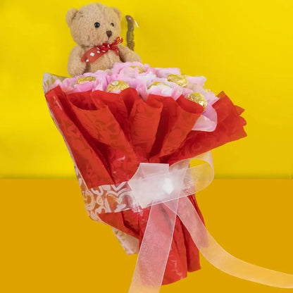 Ramo de Dulces Buque Oso Y Ferrero